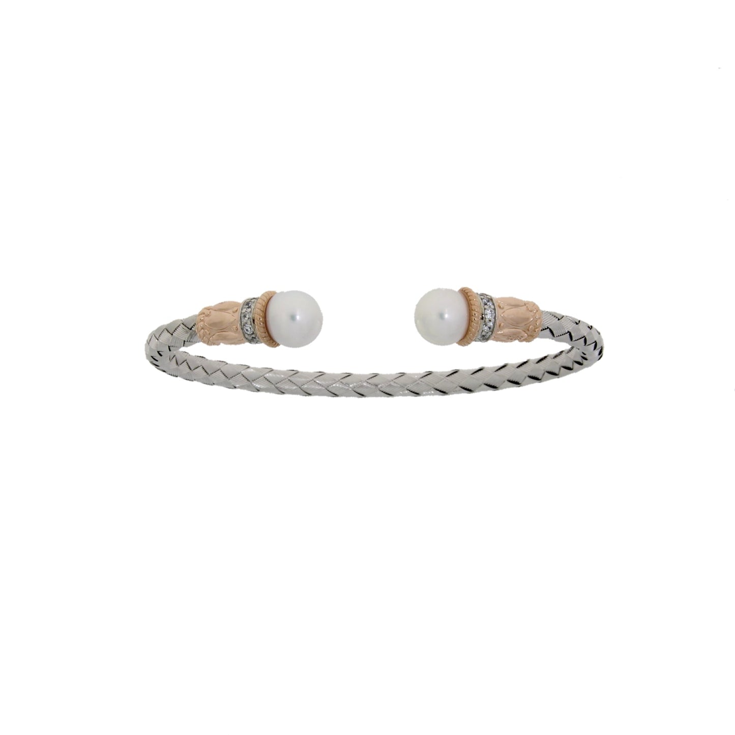 Genuine Freshwater Pearl Bangle Bracelet in Sterling Silver