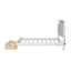Wood Full Size Platform Bed with Upholstered Headboard and LED and 2 Drawers, Antique White - Korvel