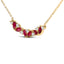 14K Yellow Gold Ruby and Diamond Bar Line Necklace - 18 inch