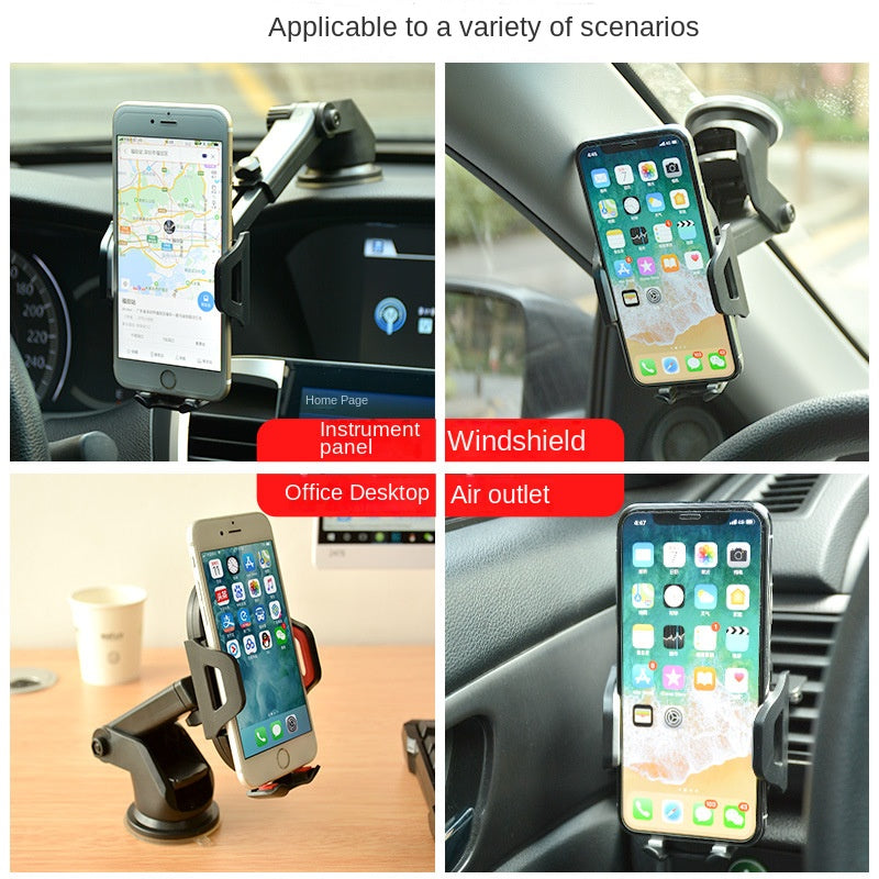 Long Rod Automatic Lock Car Phone Holder Telescopic Suction Cup Mount for Car Air Vent Lazy Live Streaming - Korvel