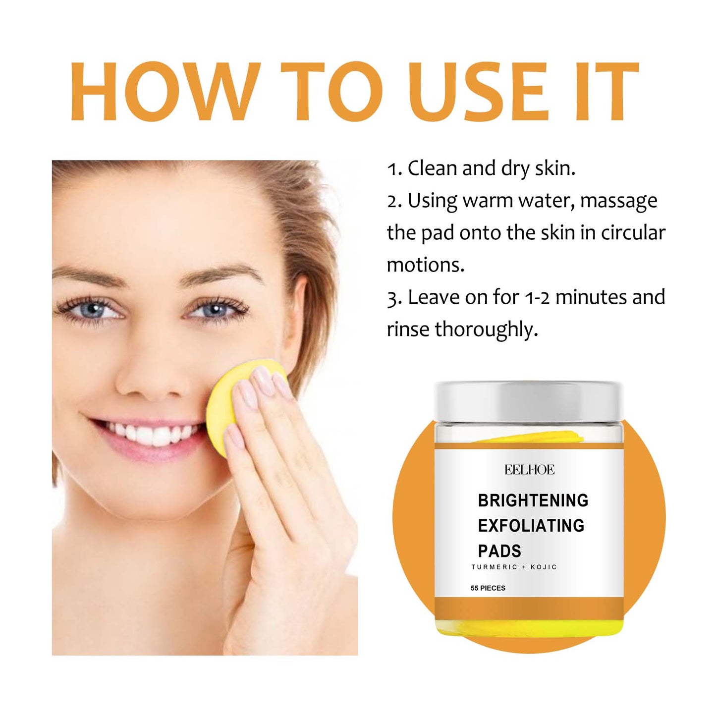 Brightening Exfoliating Pads, Gentle Exfoliation Shrinks Pores And Brightens Natural Shine With Elasticity - Korvel