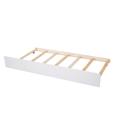 Elegant Full Size Platform Bed with Trundle and Shelves - White
