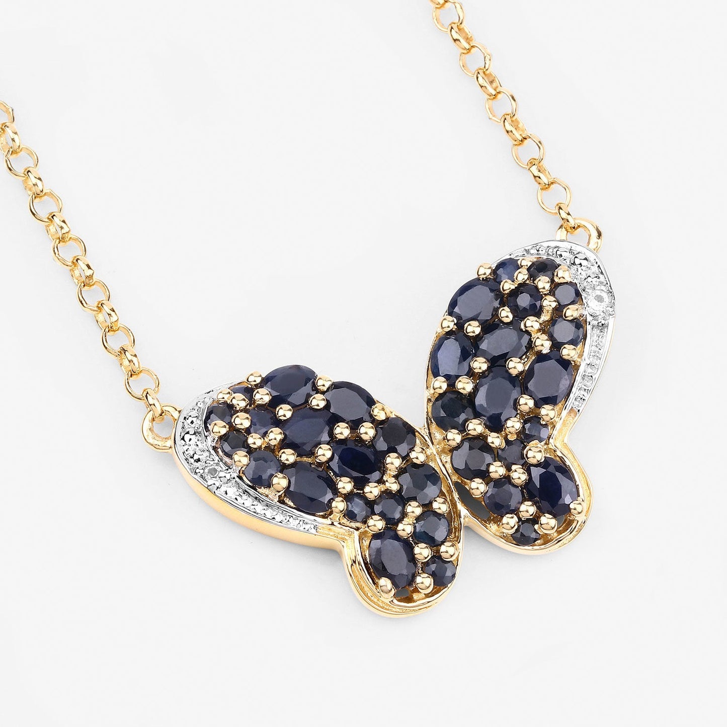 3.83 Carat Genuine Blue Sapphire & White Zircon Pendant