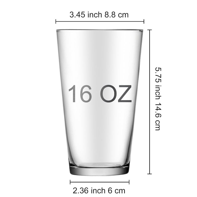 Tasse à bière en verre rond de 16 oz personnalisable