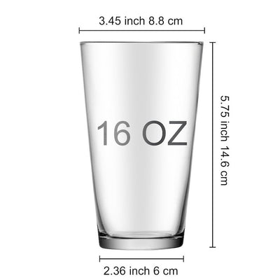 Vaso de cerveza de vidrio redondo personalizable de 16 oz