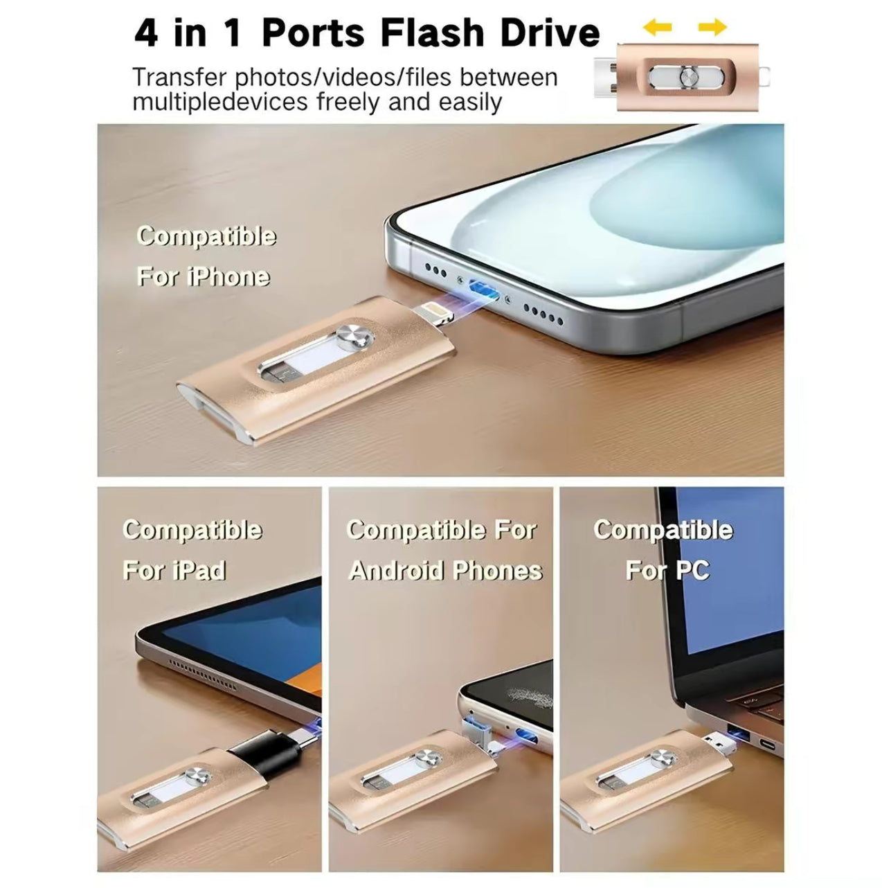 TriSync 128 Go Clé USB 4-en-1