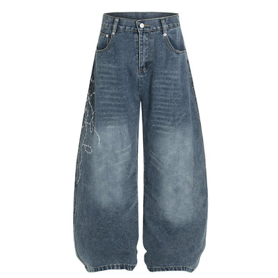 Vintage-Inspired Loose Fit Denim Trousers for Men
