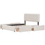 Upholstered Platform Bed with Classic Headboard and 4 Drawers No Box Spring Needed Linen Fabric Queen Size Beige - Korvel