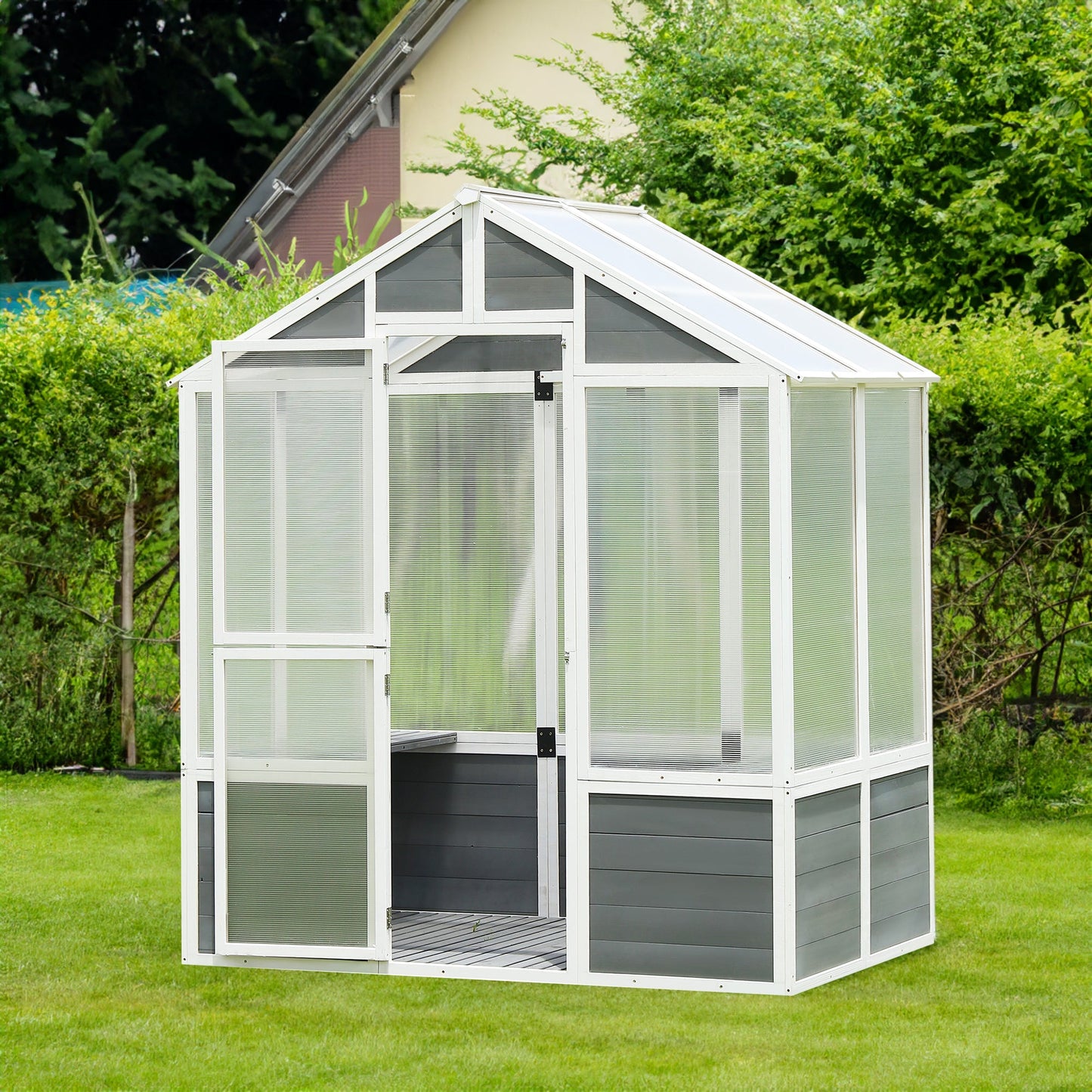 76''x48''x86'' Polycarbonate Greenhouse, Walk-in Outdoor Plant Gardening Greenhouse for Patio Backyard Lawn - Korvel