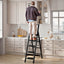 5-step ladder folding stool with anti slip wide pedals, lightweight and easy to carry handle folding ladder - Korvel