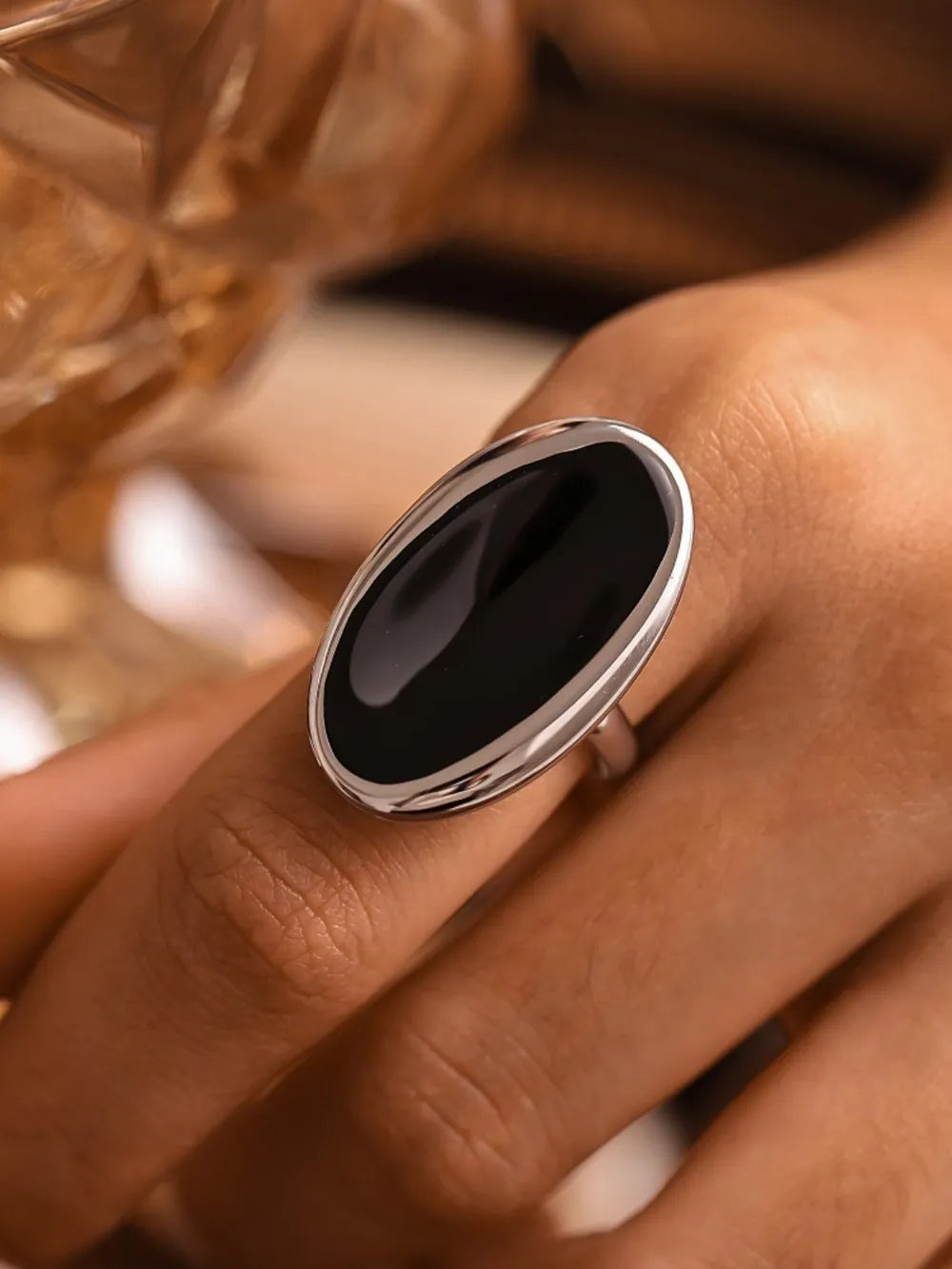 Anillo Abierto Elíptico en Acero Inoxidable - Lujo Francés Ligero