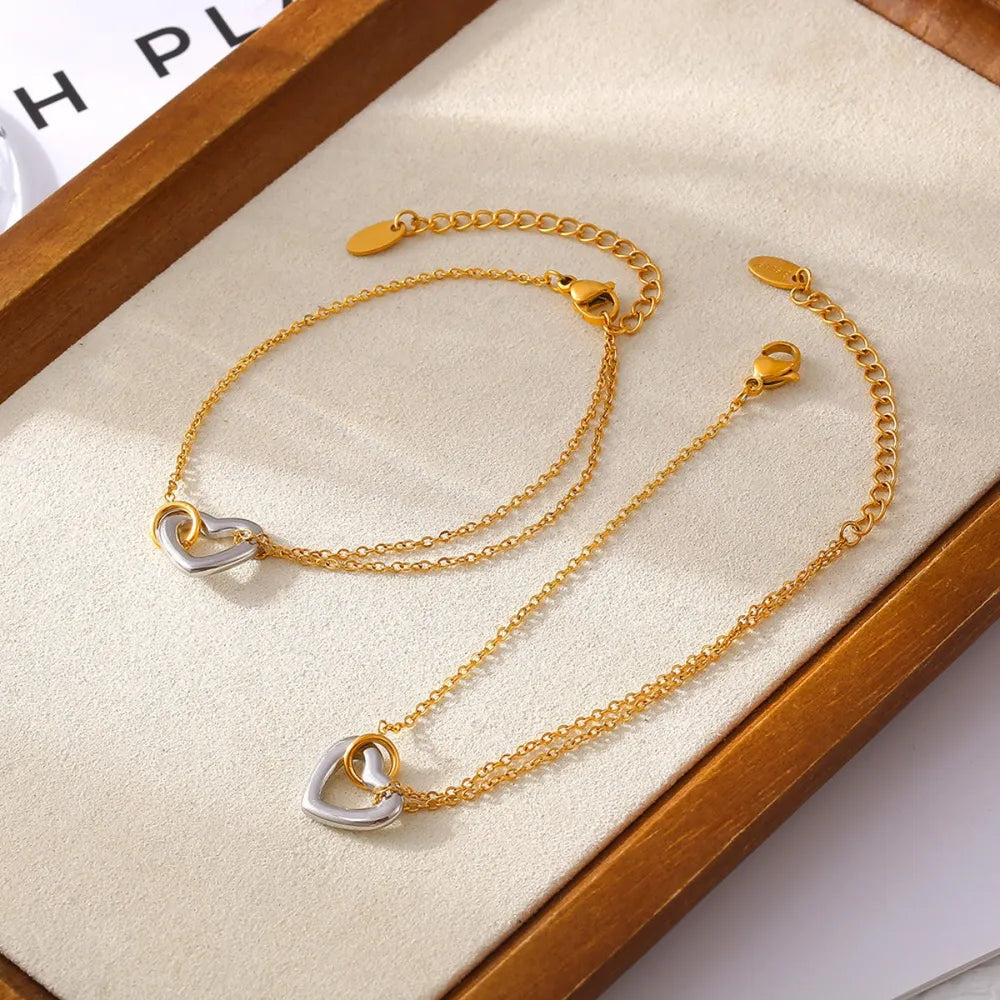 Elegant 18K Gold-Plated Heart Bracelet