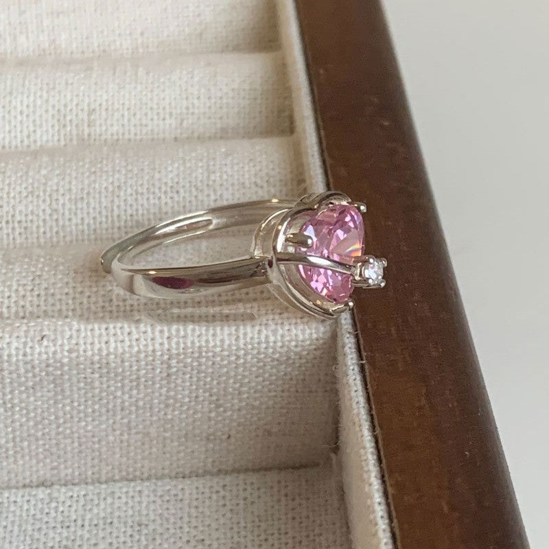 Anillo de Diamante de Circonita de Color Dopamina Love para Mujeres