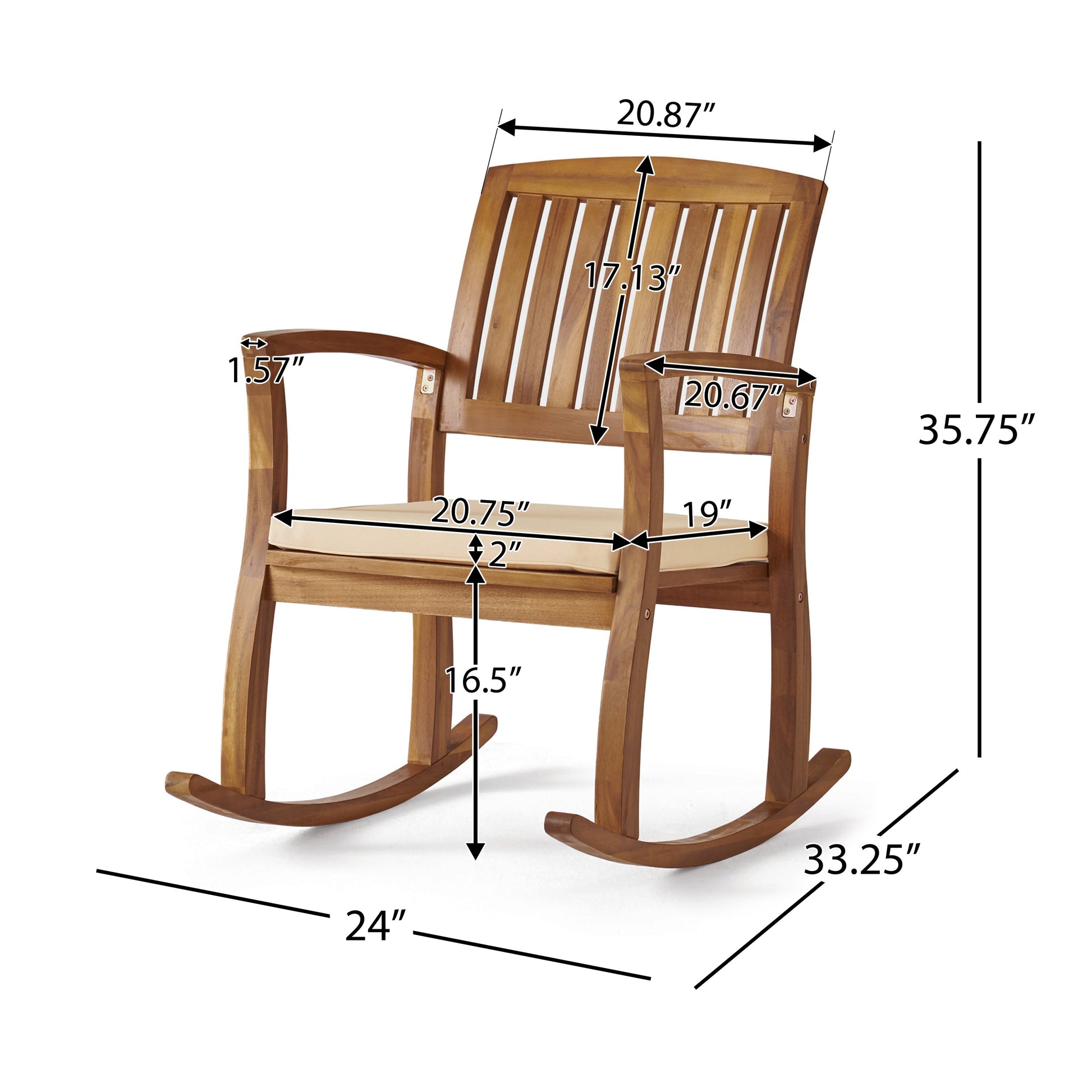 SELMA ROCKING CHAIR WITH CUSHION - Korvel
