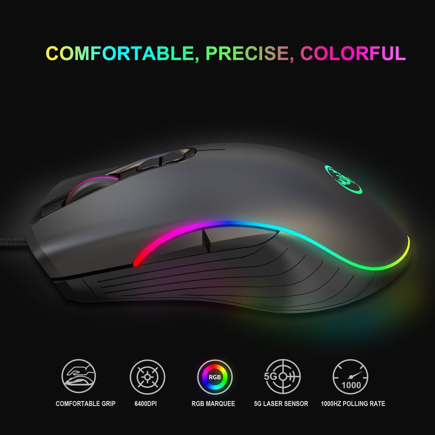 Wired gaming mechanical mouse glowing RGB PUBG e-sports computer laptop USB mouse - Korvel