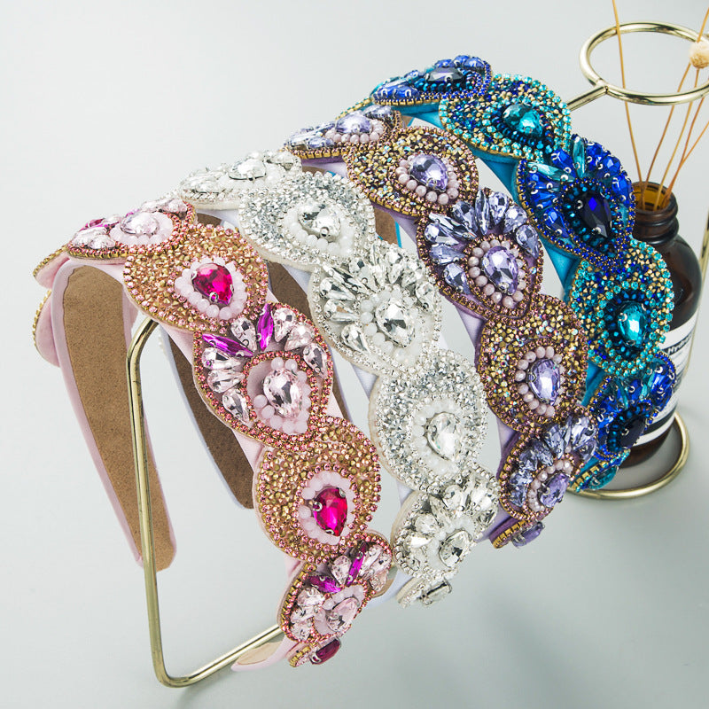 Hair Hoop Fashion Retro Baroque Crystal Head Hoop Korean High-End Hair Accessories Korean Version Of The Hair Cave - Korvel