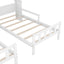 Double Twin Size Platform Bed with House Headboard and Nightstand, White