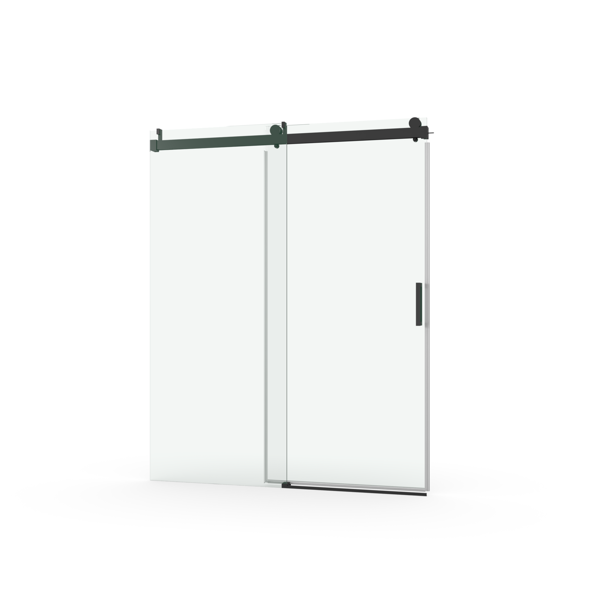 Elan 56 to 60 in. W x 76 in. H Sliding Frameless Soft-Close Shower Door with Premium 3/8 Inch (10mm) Thick Tampered Glass in Matte Black 22D01-60MB - Korvel