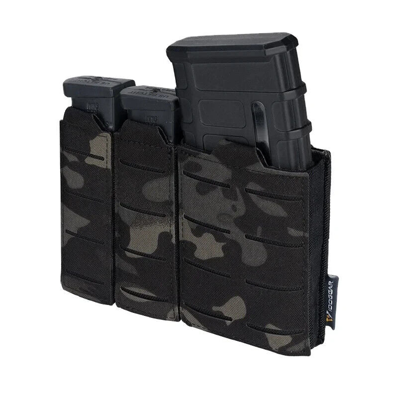 IDOGEAR Bolsa Táctica Triple para Cargadores MOLLE - Compatible con Cargadores de 5.56 y 9mm