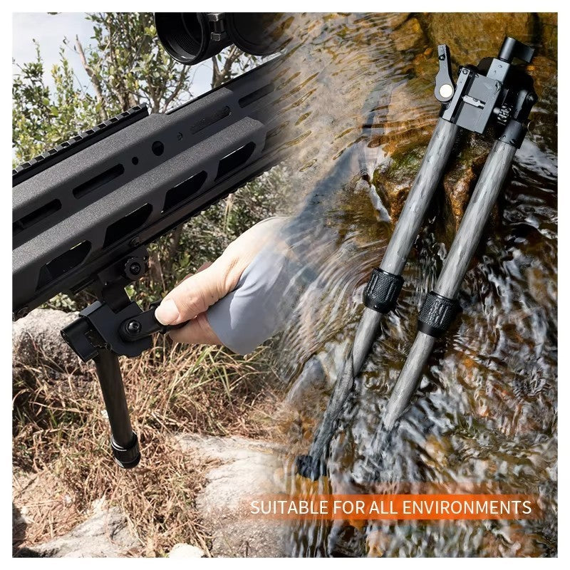 Linkogear HB-C01L Carbon Fiber Tac Bipod – QD Picatinny – Rubber & Spike Feet - Korvel