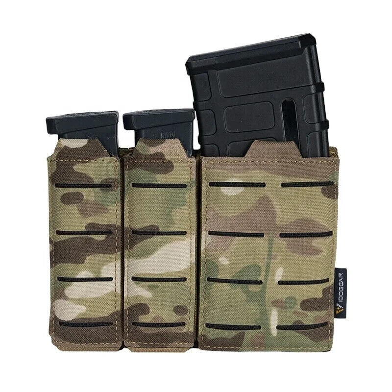IDOGEAR Bolsa Táctica Triple para Cargadores MOLLE - Compatible con Cargadores de 5.56 y 9mm