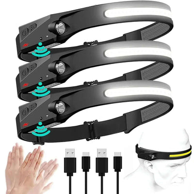 USB Rechargeable LED Headlamp with Motion Sensor