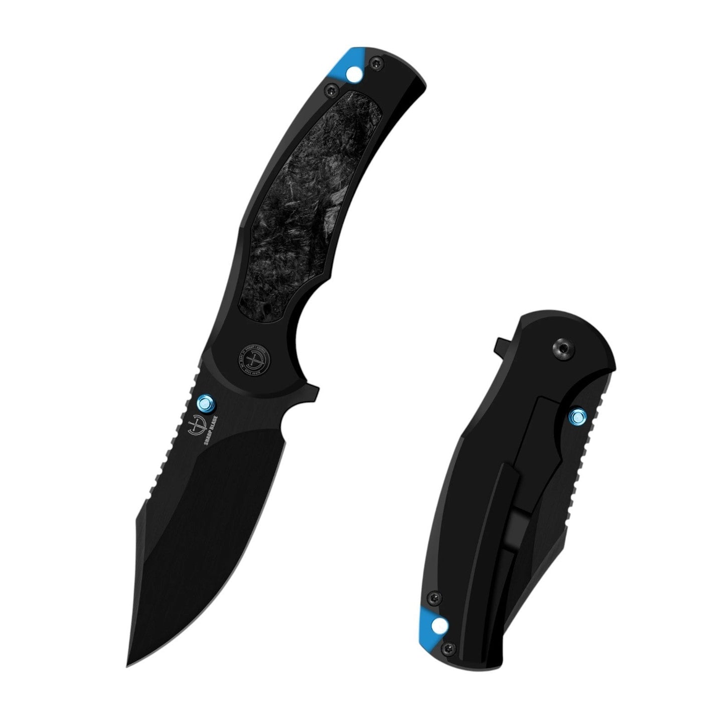 Premium Titanium Frame Lock Flipper Knife with Carbon Fiber Inlay