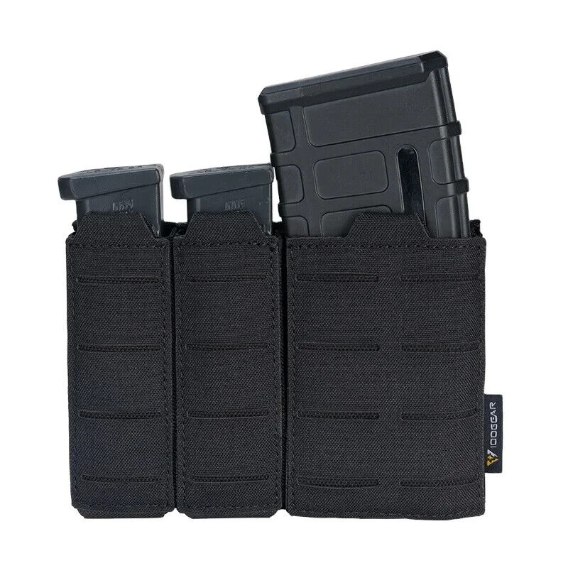 IDOGEAR Bolsa Táctica Triple para Cargadores MOLLE - Compatible con Cargadores de 5.56 y 9mm