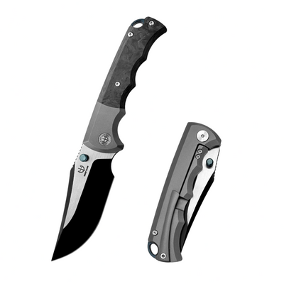 Couteau pliant M390 Premium avec poignée en fibre de carbone en titane