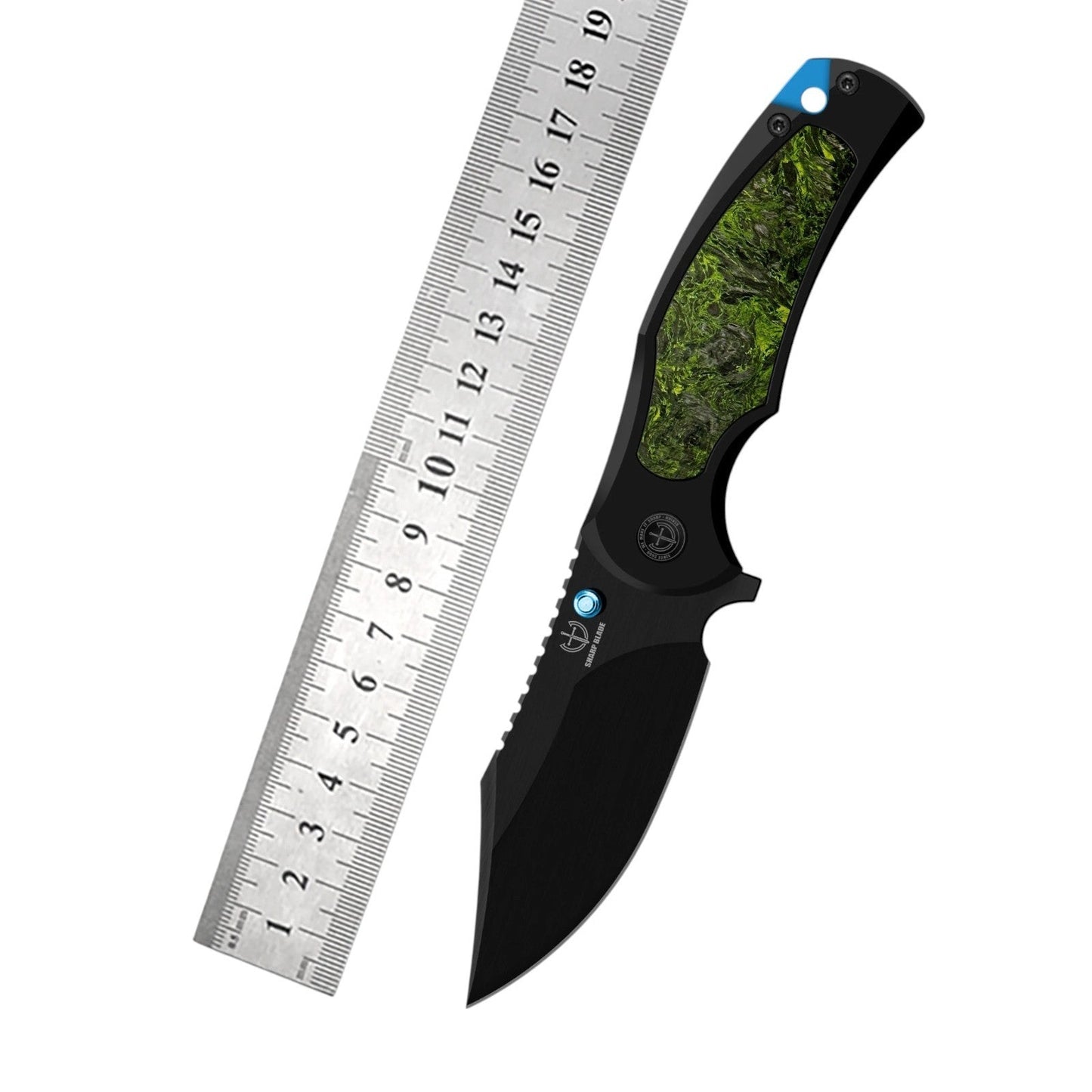 Premium Titanium Frame Lock Flipper Knife with Carbon Fiber Inlay