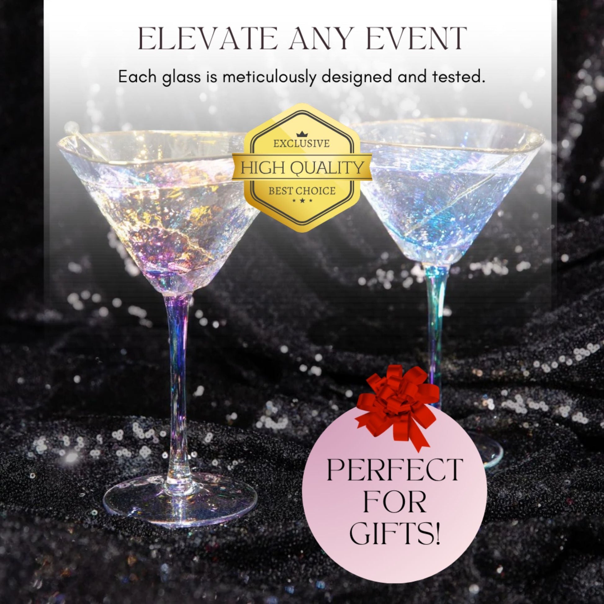 Mesmerizing Iridescent Hammered Cocktail Glass Set - Korvel