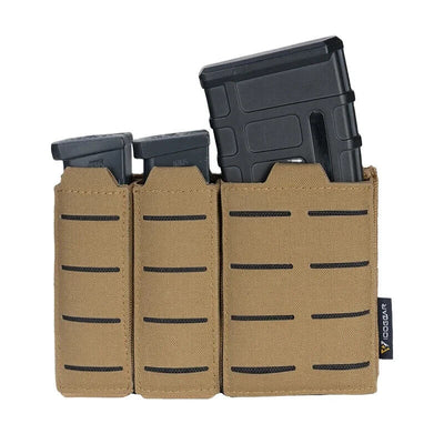 IDOGEAR Tactical Triple Mag Pouch MOLLE - Fits 5.56 & 9mm Magazines