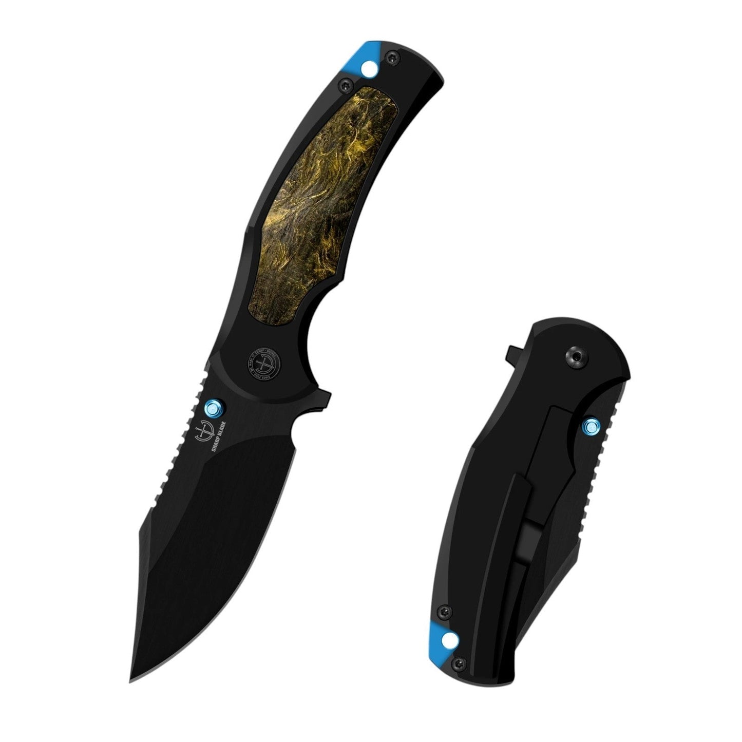 Premium Titanium Frame Lock Flipper Knife with Carbon Fiber Inlay