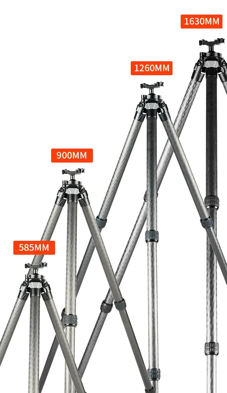 Linkogear Carbon Fiber Tripod – Picatinny/Arca, 64" Max, 66lb Capacity - Brown - Korvel