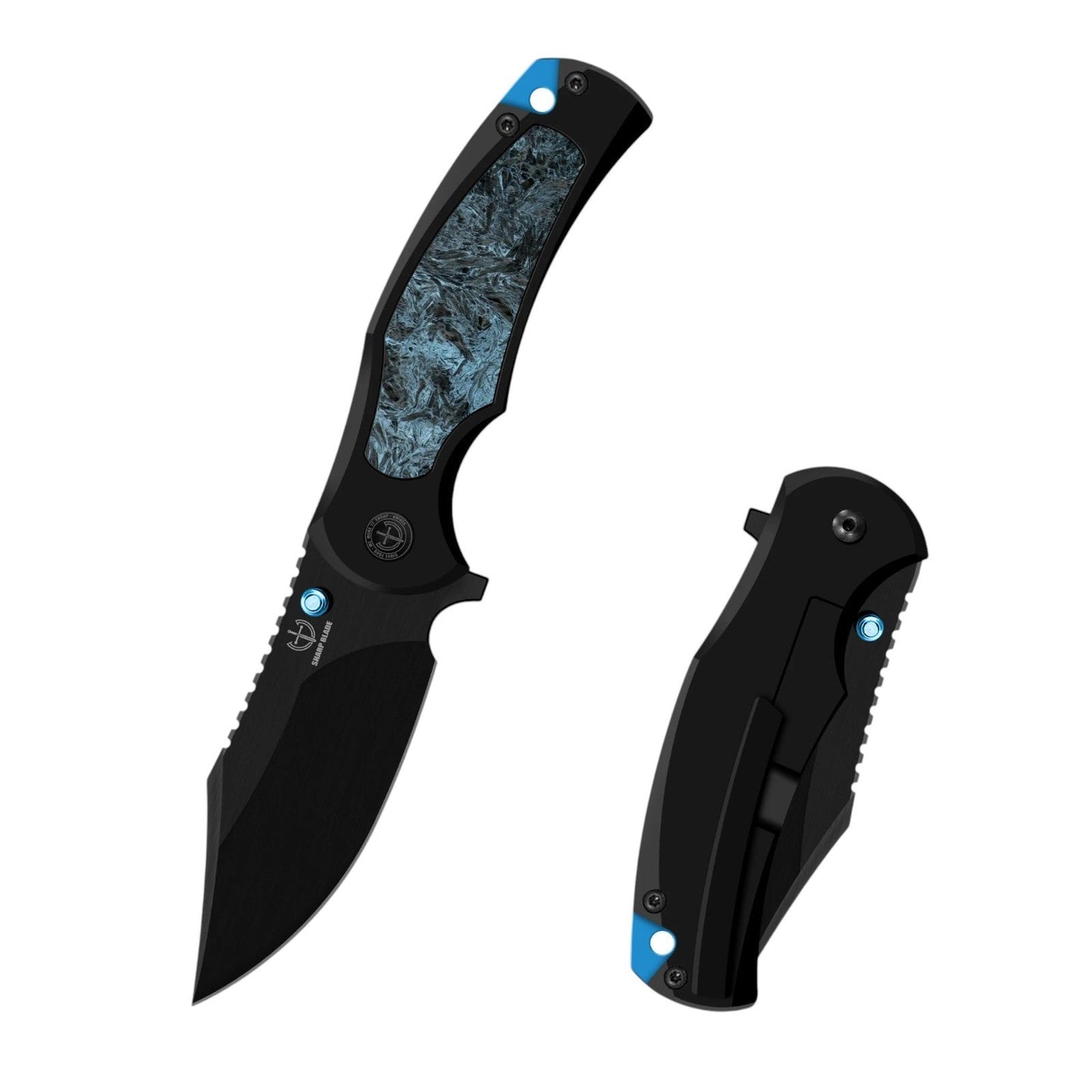 Premium Titanium Frame Lock Flipper Knife with Carbon Fiber Inlay