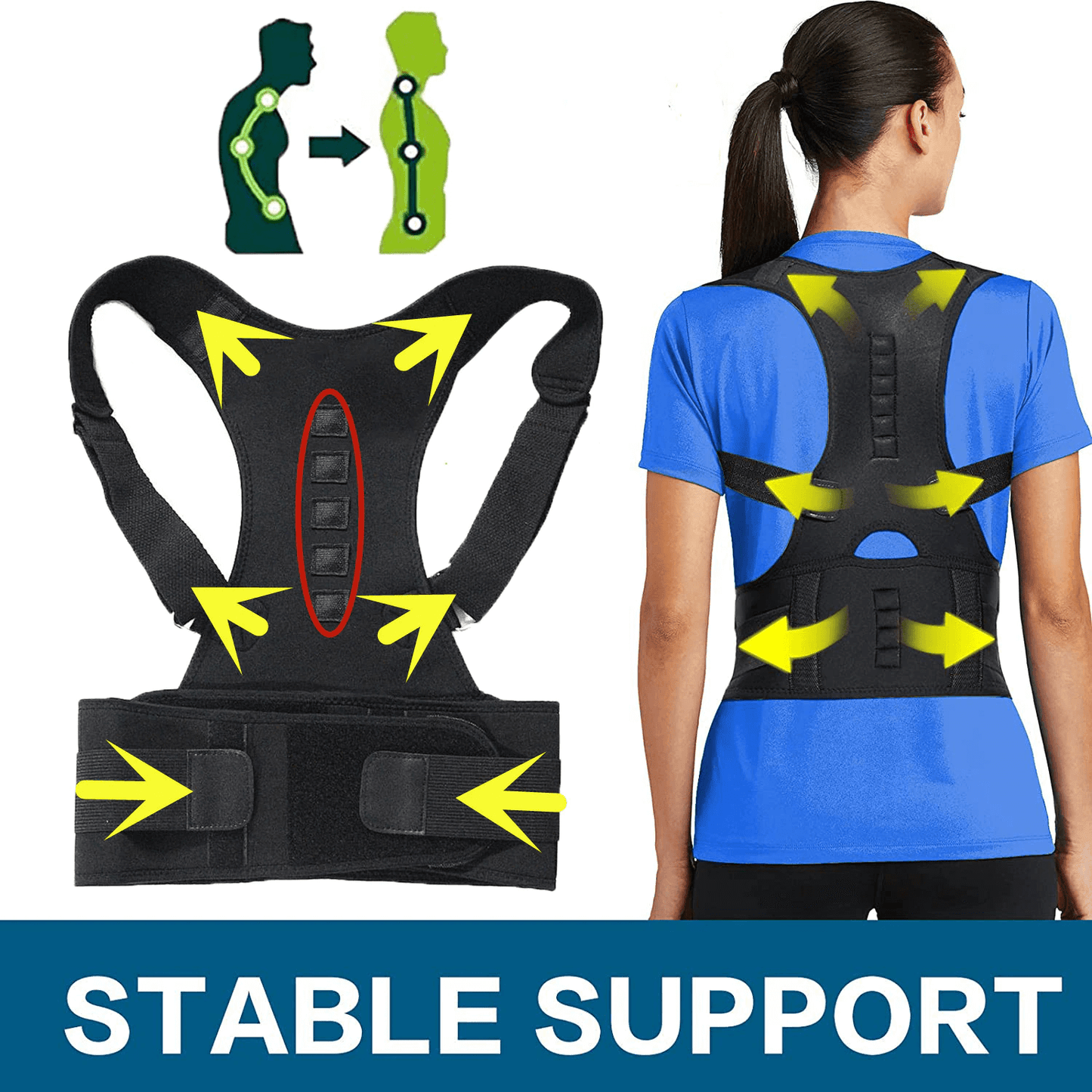 Magnetic Posture Corrector Brace for Back and Shoulders - Korvel