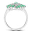 1.63 Carat Genuine Emerald and White Zircon Sterling Silver Ring