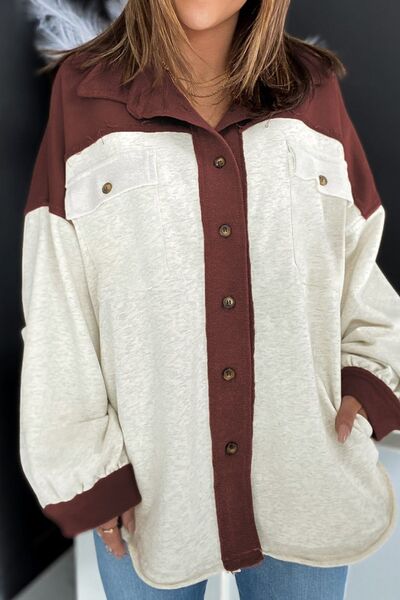 Chaqueta Única con Cuello en Contraste y Bolsillos para Mujeres Modernas