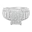 14K White Gold Mixed-Cut Diamond Rectangle Cluster Ring - Size 5
