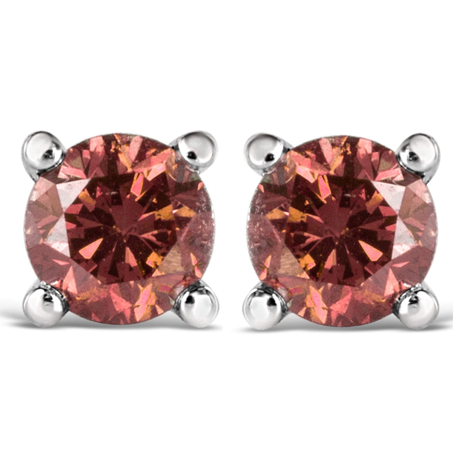 Pendientes de Stud de Diamante Rosa Creado en Laboratorio de Oro Blanco de 10K