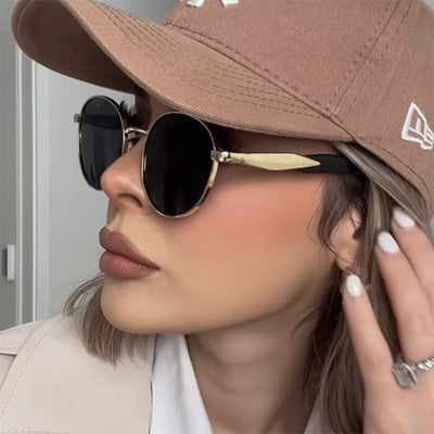 Elegant Metal Round Frame Sunglasses with UV Protection