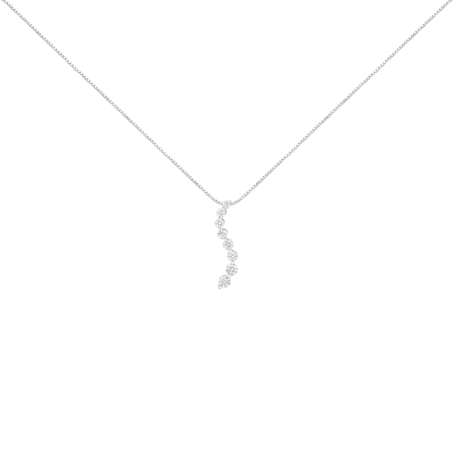 Collar con colgante en forma de S de diamantes en oro blanco de 14K - 3.0 Cttw