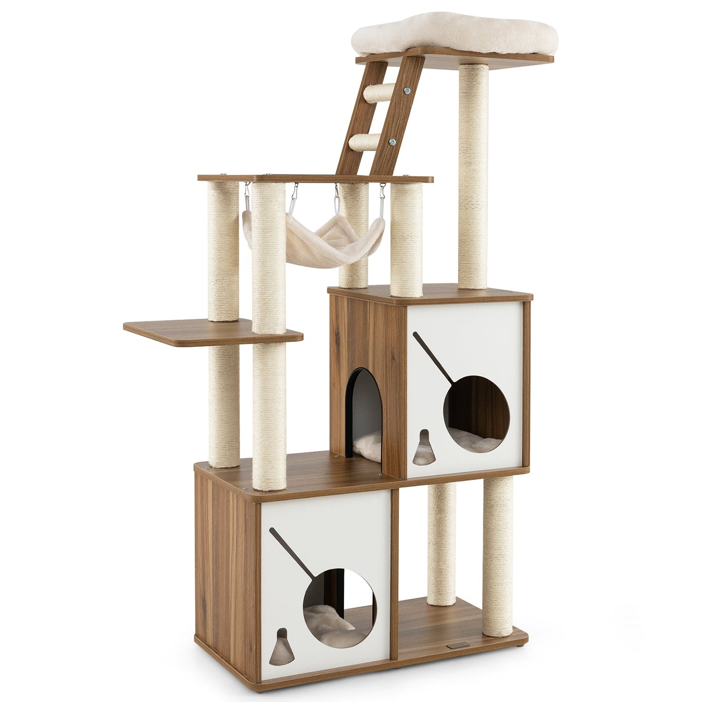Árbol para Gatos de Múltiples Niveles de 57 Pulgadas con Postes para Rascar