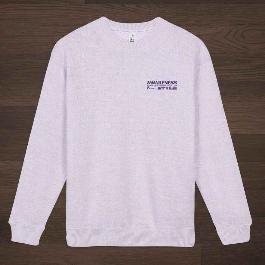 Awareness Never Goes Out of Style Embroidered Crewneck - Light Purple