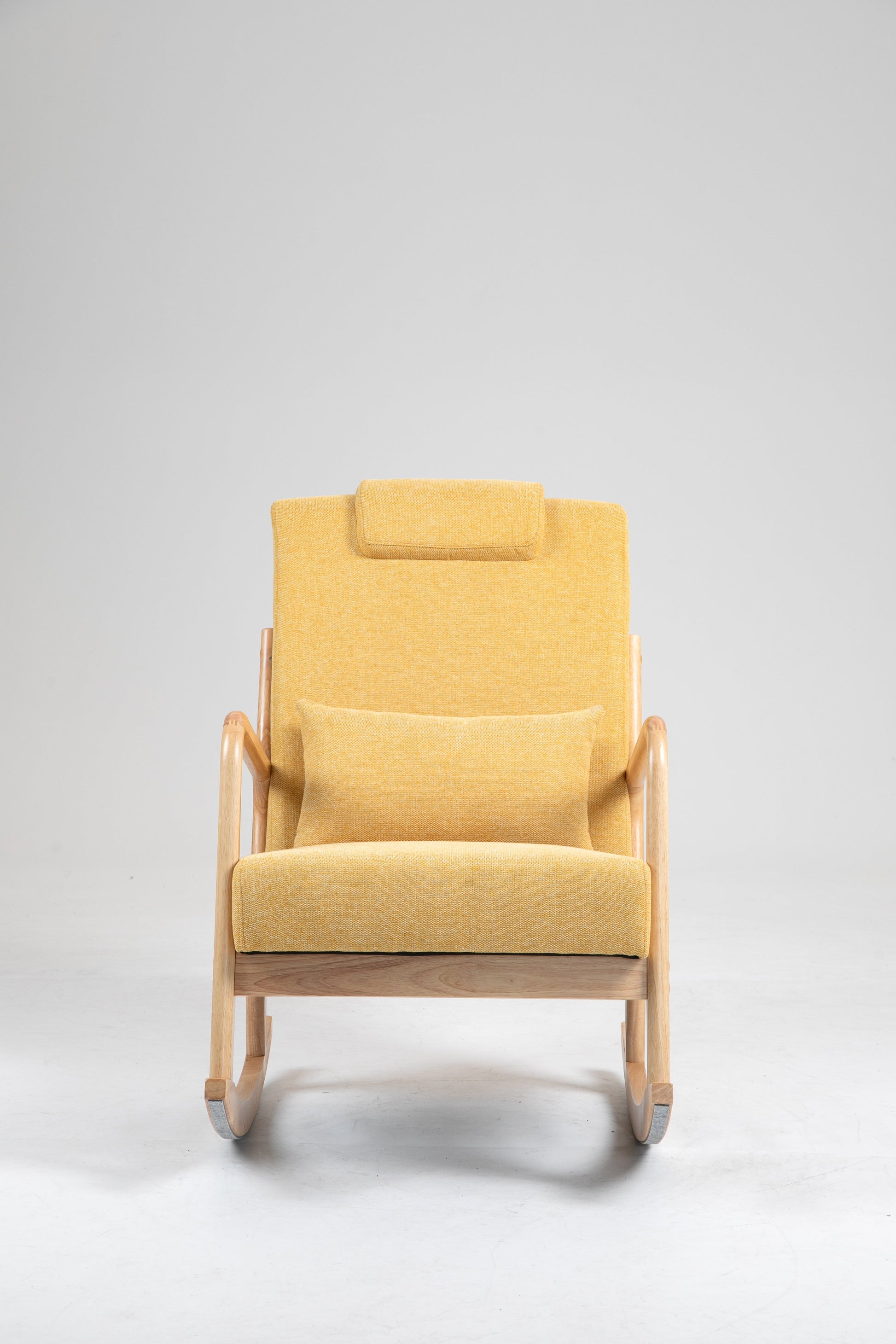 Rocking Chair Upholstered Fabric Rocking Armchair Indoor with High Backrest Glider Chairs and Lumbar Pillow for Living Room - Korvel