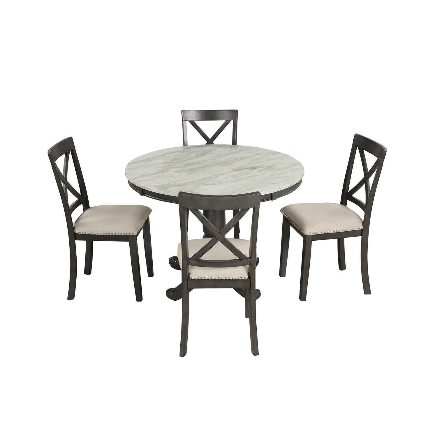 Orisfur 5 Pieces Dining Table and Chairs Set for 4 Persons Kitchen Room Solid Wood Table with 4 Chairs - Korvel