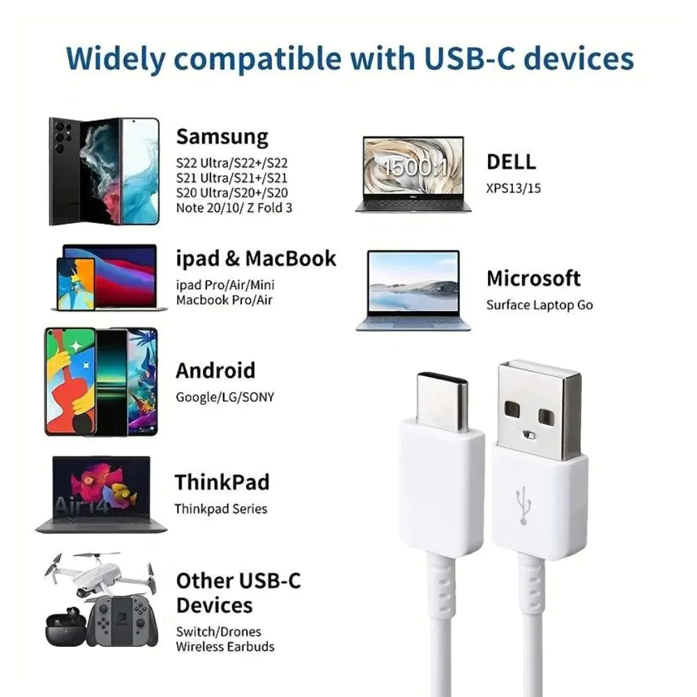 Paquete de 2 cables USB-C de 3 pies para carga y transferencia de datos