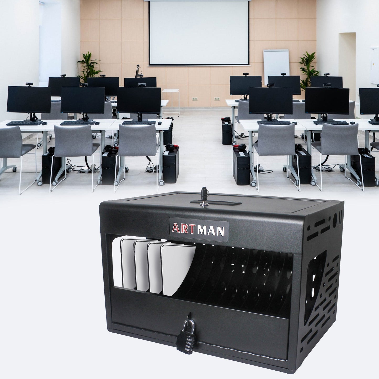 16 Bay Locking Charging Cabinet for Laptops and Chromebooks