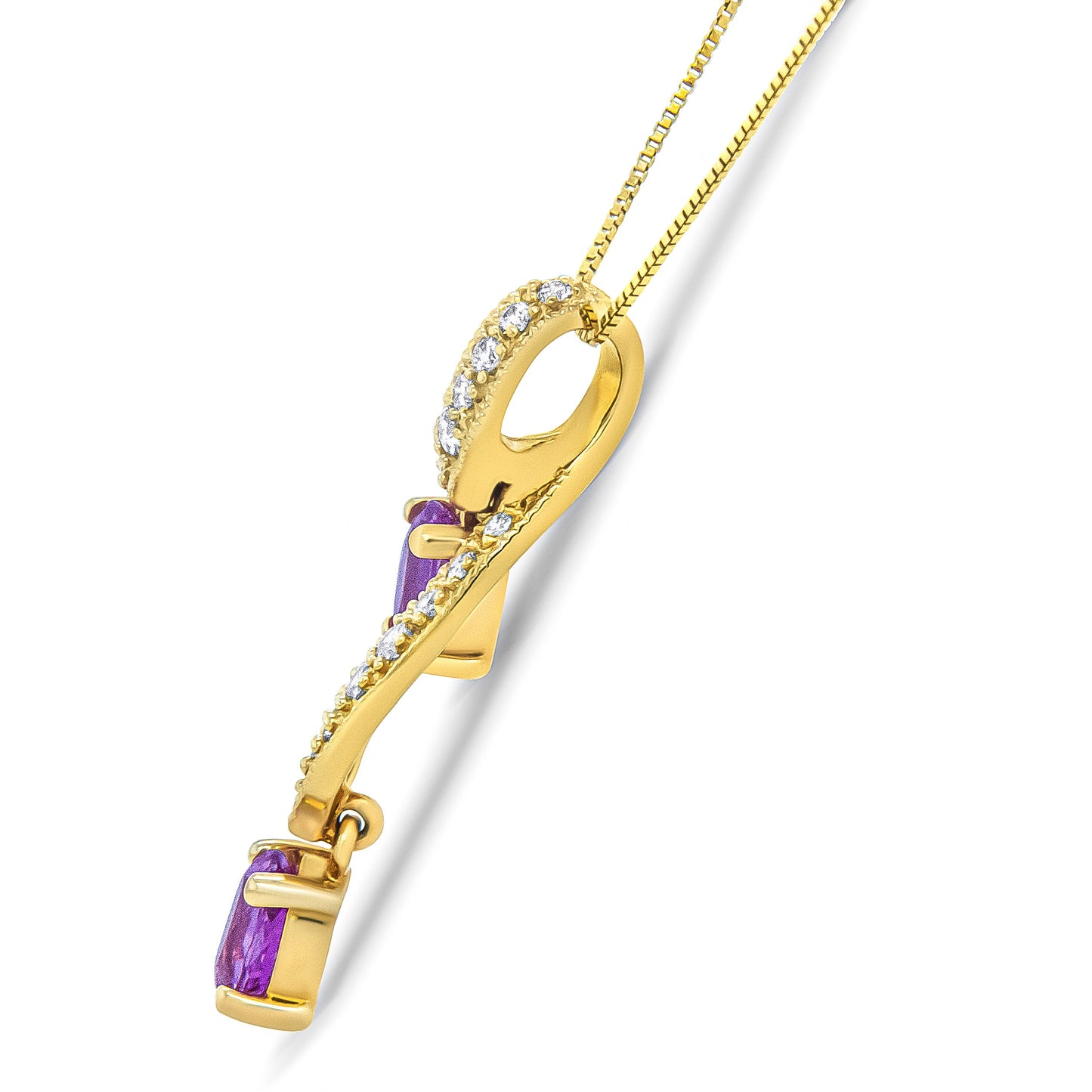 Collar con Colgante de Zafiro Rosa y Diamante en Oro Amarillo de 14K