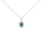 Collar con Colgante de Halo de Esmeralda y Diamante en Oro Blanco de 14K